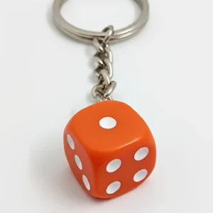 Classic Dice Keychain – Vibrant Orange Game Die Keyring