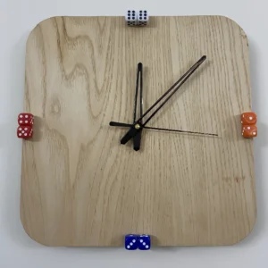 Tavistra Wooden Dice Wall Clock – Quirky Square Clock for Game Room & Modern Decor