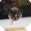 hard-disk-platter-with-wood-watch-a-close-up-of-a-clock-with-a-metal-object-in-the-middle