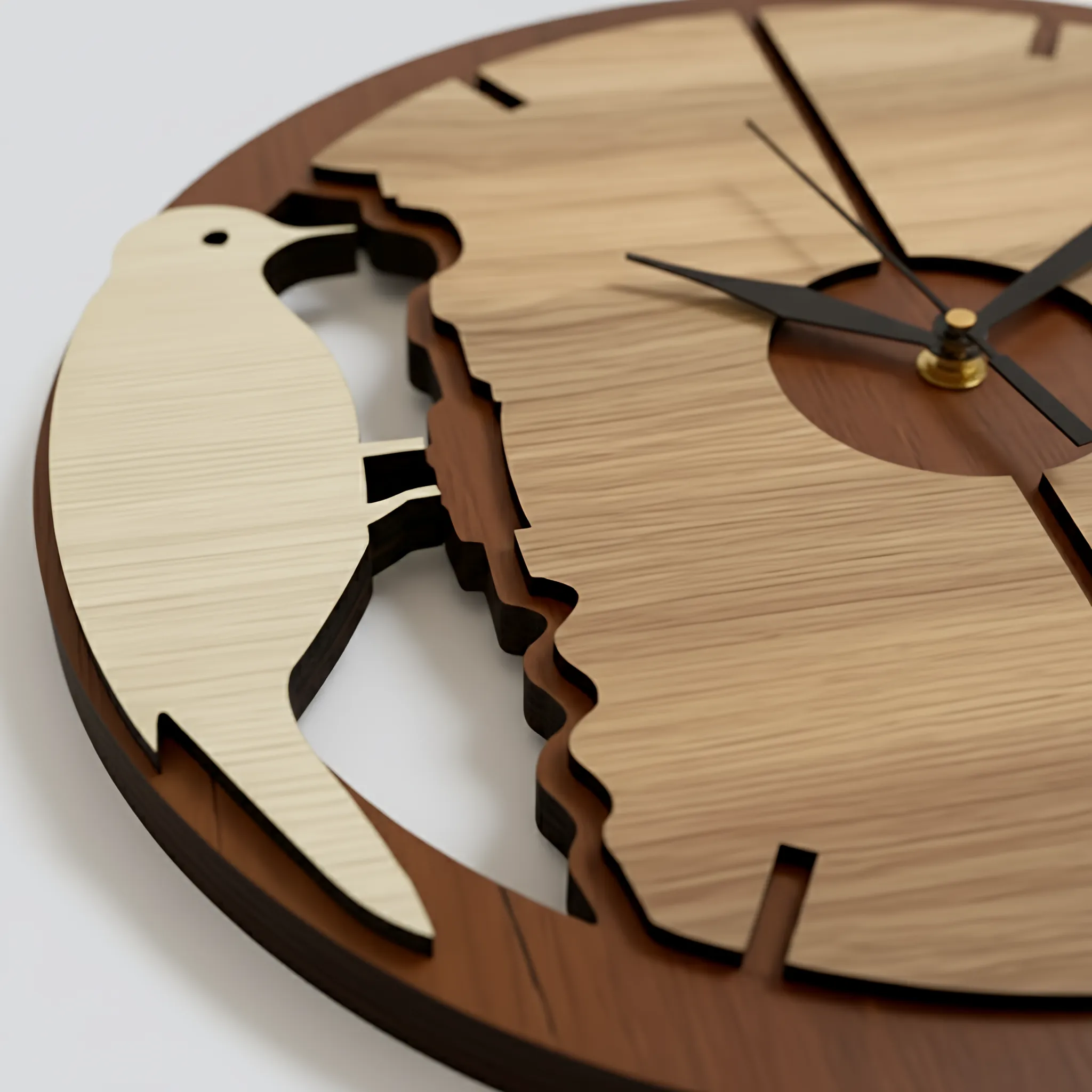 woodpecker-wall-clock-a-close-up-of-a-clock-with-a-wooden-face-and-a-clock-hands