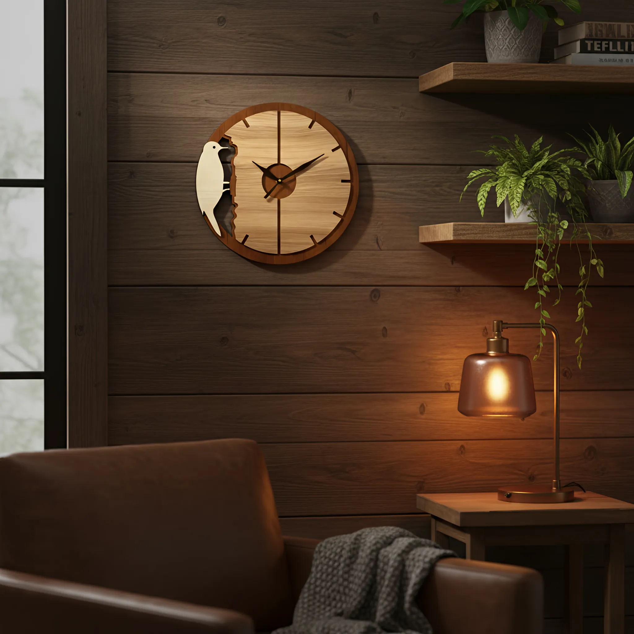 Tavistra woodpecker clock in a modern home